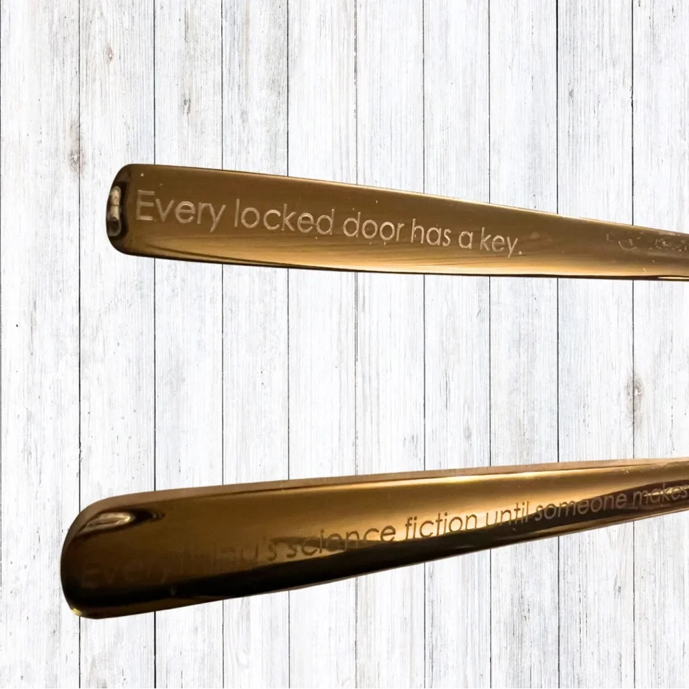 Gold Colored Cutlery three Piece Set Quotes Warcross Marie Lu Graphic Box